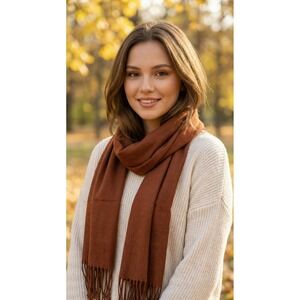 Women Scarf Wander Agio Women Fringe Scarf 72 in x 24.5 in Brown